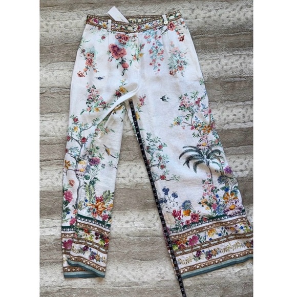 NWT✨CAMILLA Floral Linen Wide-Leg Pants in Plumes and Parterres Size L - Picture 8 of 16